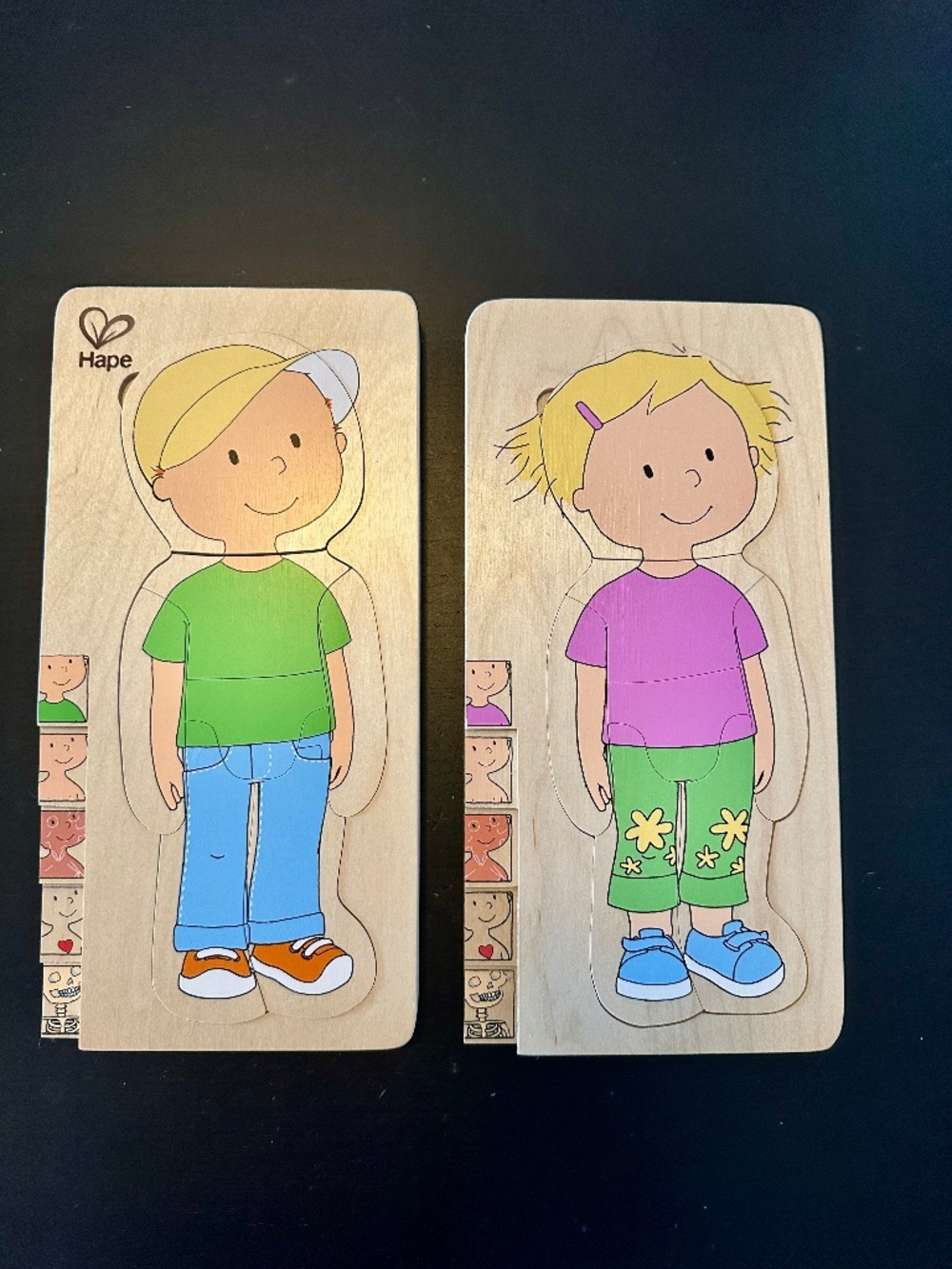 Hape Wooden Layered Anatomy Puzzles Boy & Girl Set of 2